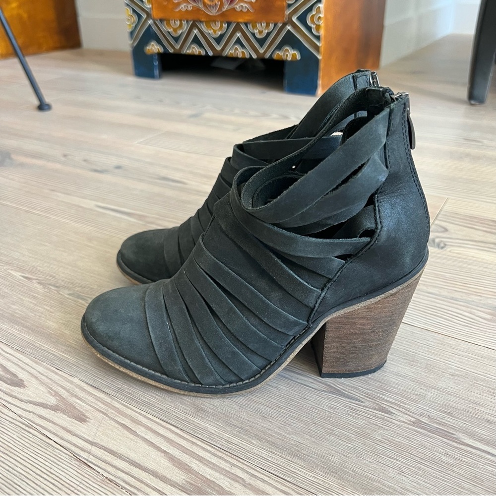 Free People block heel strap booties